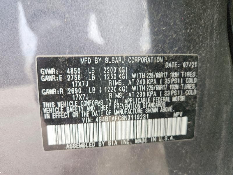 2022 SUBARU OUTBACK PREMIUM 13