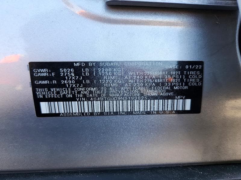 2022 SUBARU OUTBACK WILDERNESS 13
