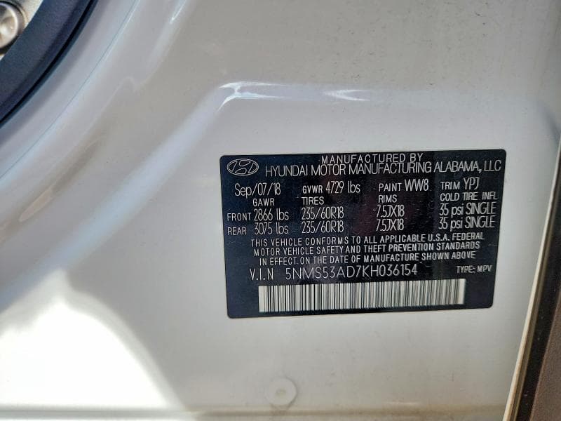 2019 HYUNDAI SANTA FE ULTIMATE 2.4L 13