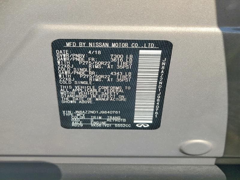 2018 INFINITI QX80 BASE 13