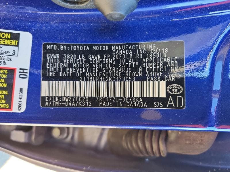 2019 TOYOTA COROLLA SE 13