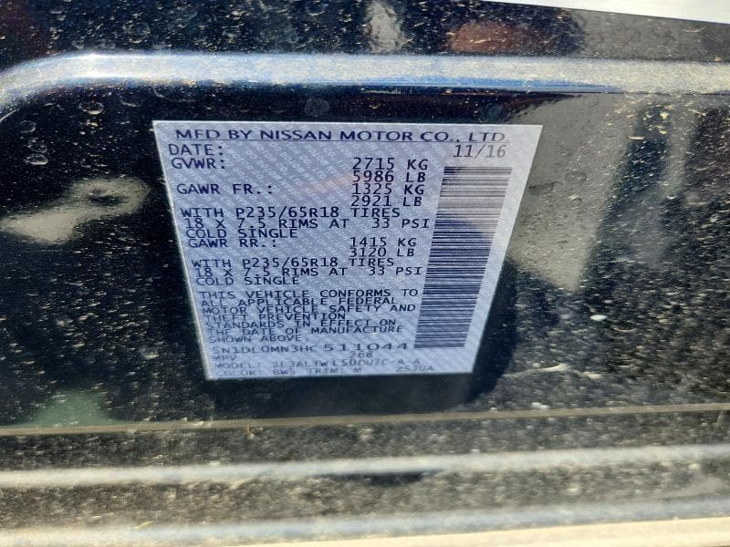 2017 INFINITI QX60 BASE 13