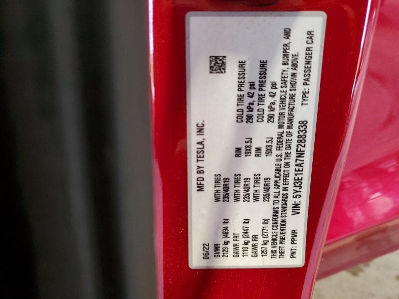 2022 TESLA MODEL 3 12