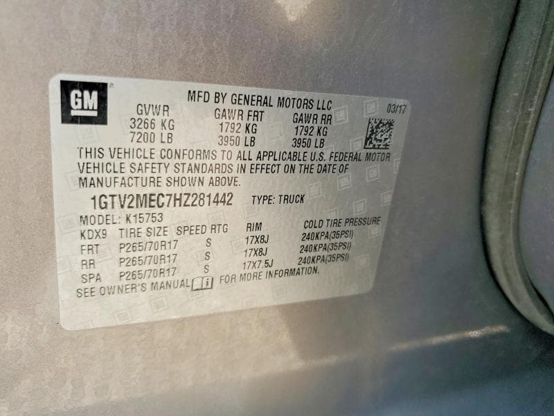 2017 GMC SIERRA K1500 SLE 12