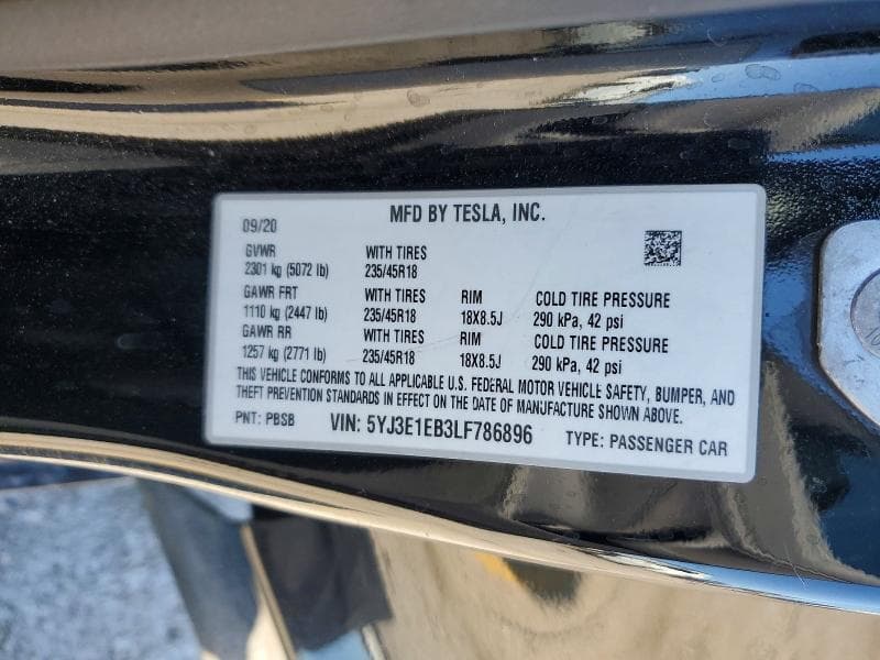 2020 TESLA MODEL 3 12