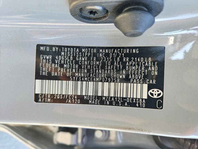 2021 TOYOTA COROLLA SE APEX 12