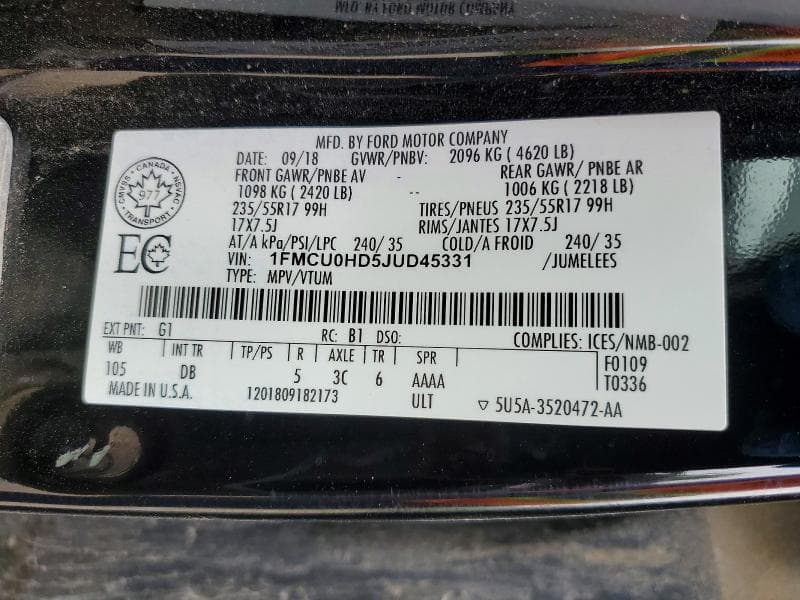 2018 FORD ESCAPE SEL 13