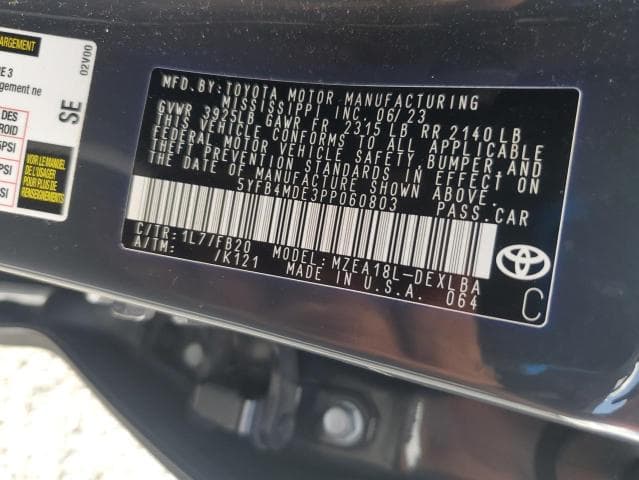 2023 TOYOTA COROLLA LE 12