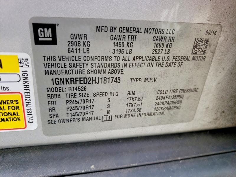 2017 CHEVROLET TRAVERSE LS 12
