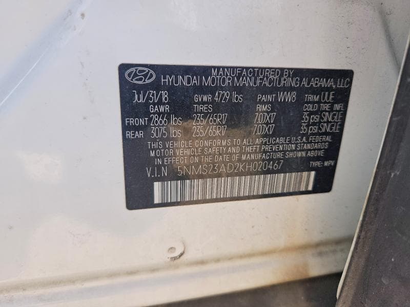 2019 HYUNDAI SANTA FE SE 14