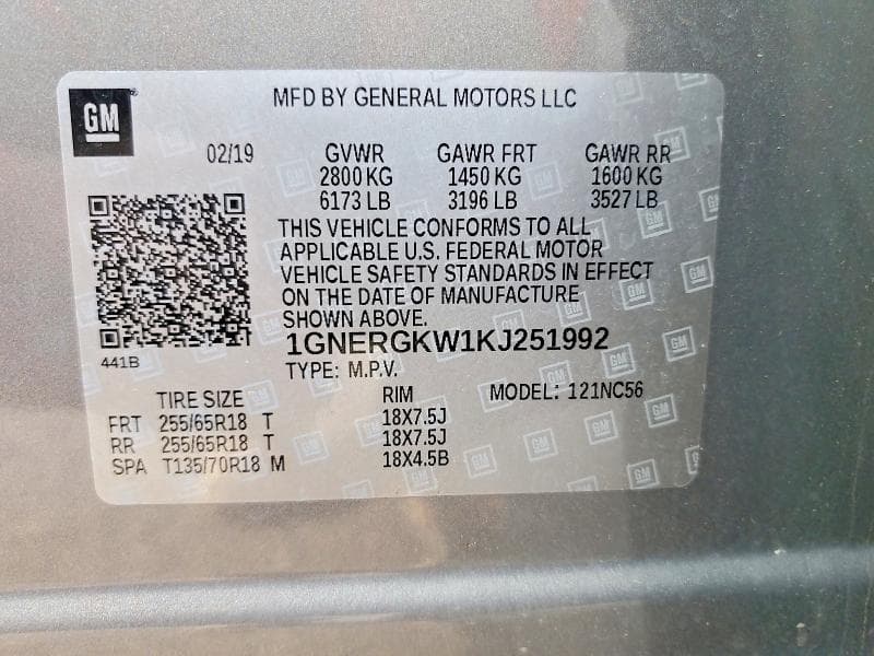 2019 CHEVROLET TRAVERSE LT 14