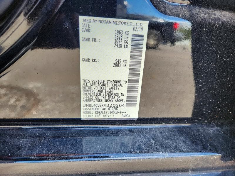 2019 NISSAN ALTIMA SR 12