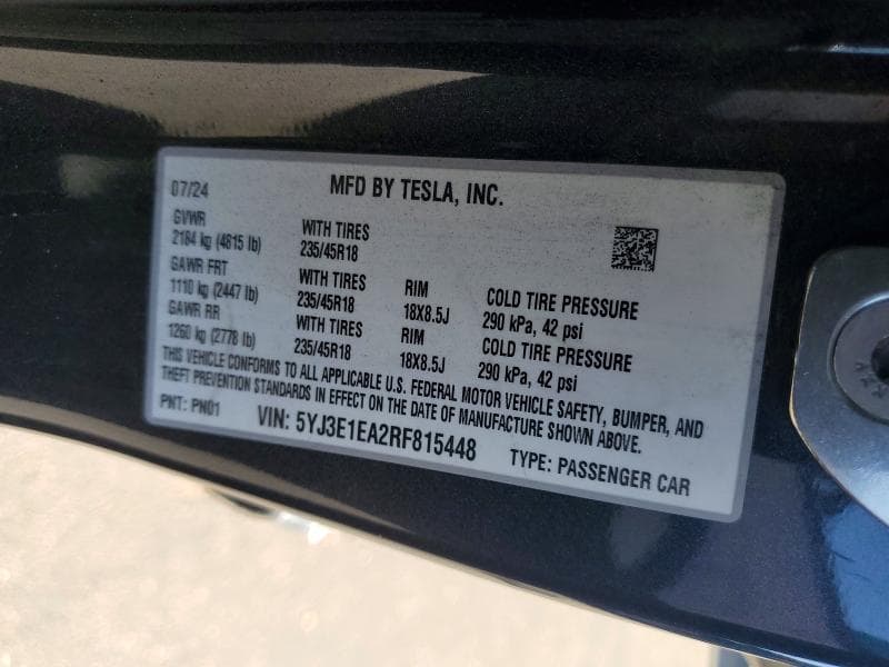 2024 TESLA MODEL 3 12