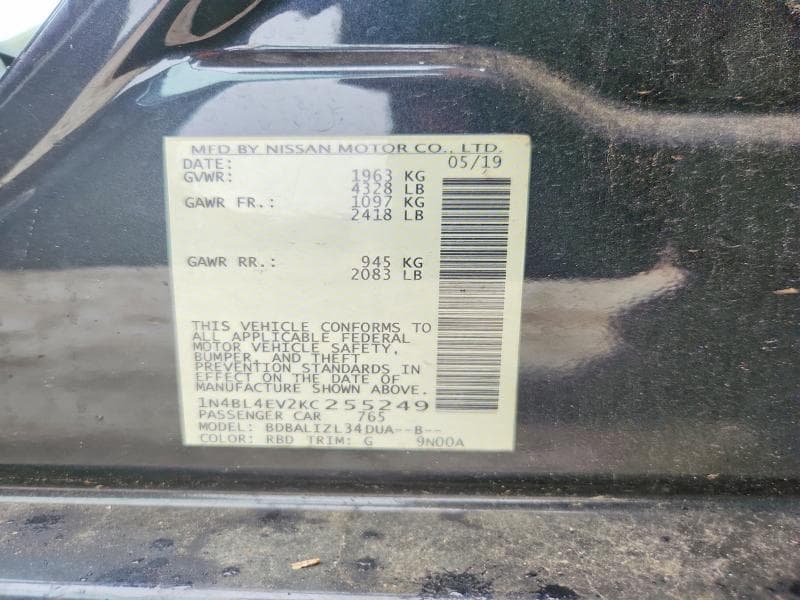 2019 NISSAN ALTIMA SL 12