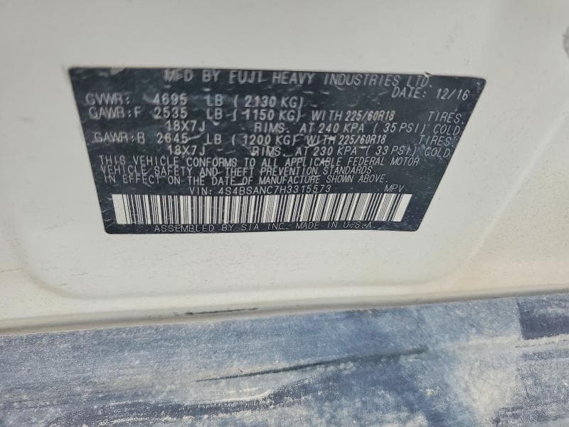 2017 SUBARU OUTBACK 2.5I LIMITED 12