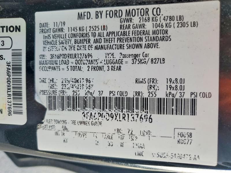 2020 FORD FUSION TITANIUM 12