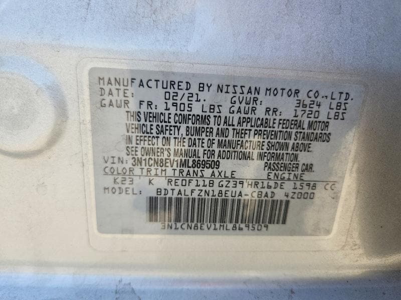 2021 NISSAN VERSA SV 12