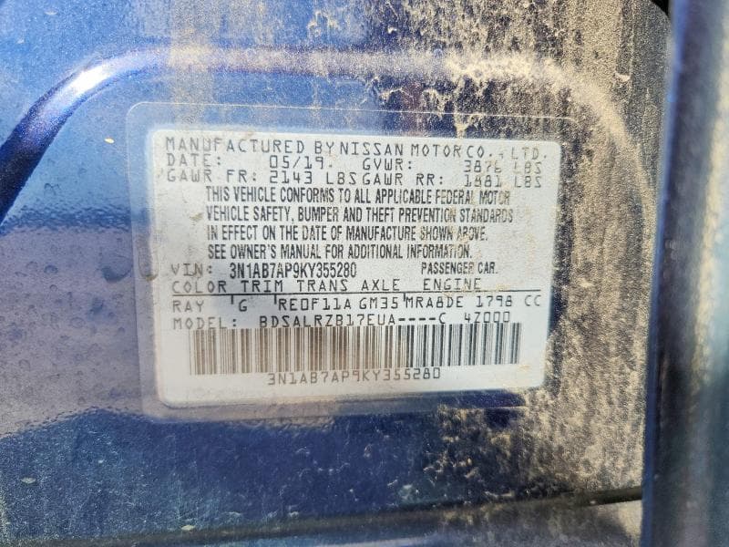 2019 NISSAN SENTRA SR 13