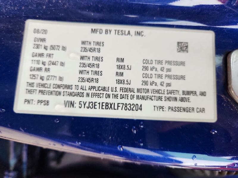 2020 TESLA MODEL 3 12