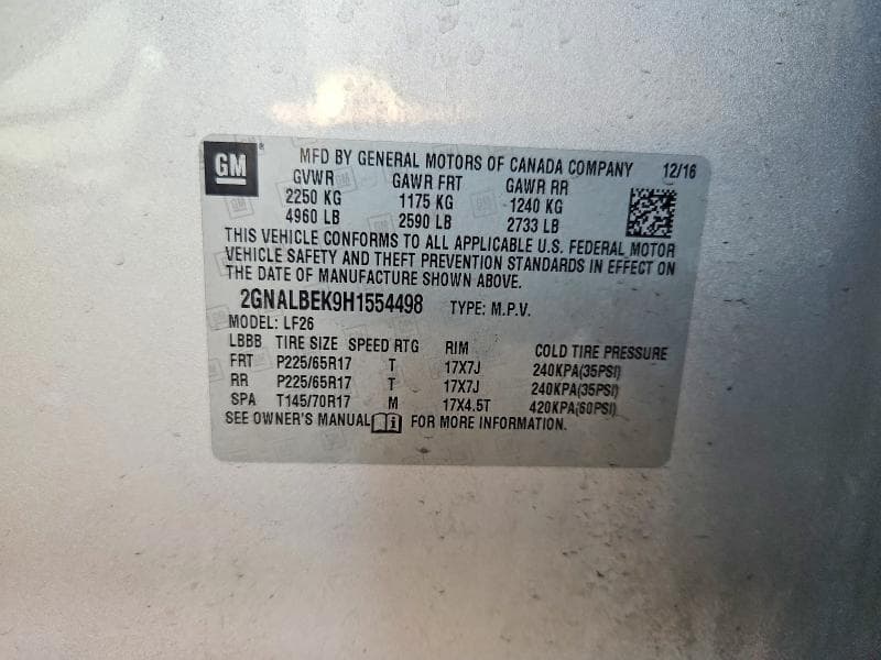 2017 CHEVROLET EQUINOX LS 14