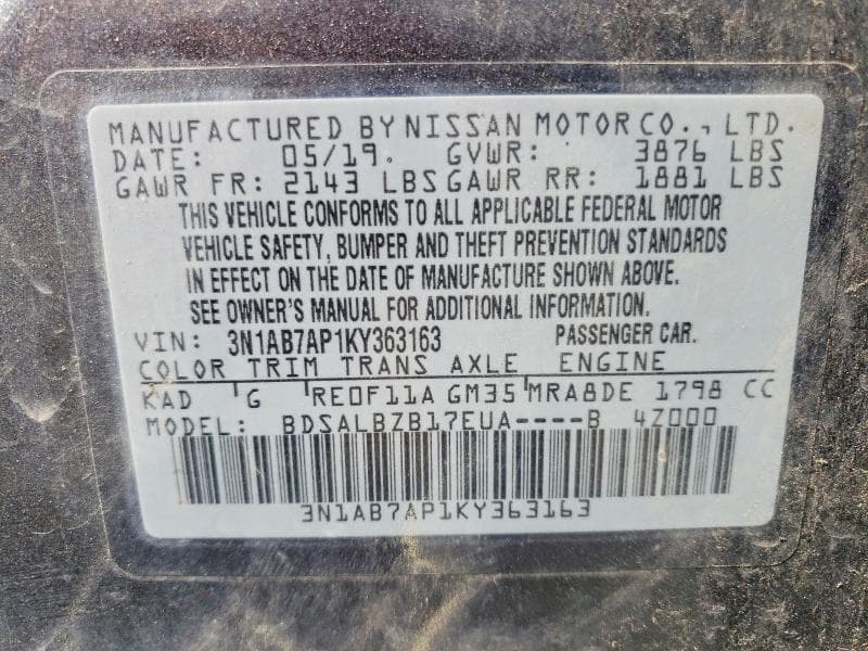 2019 NISSAN SENTRA 12
