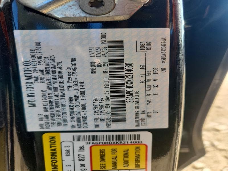2019 FORD FUSION SE 12
