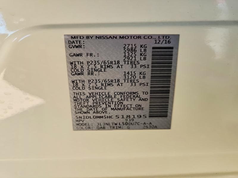 2017 INFINITI QX60 BASE 13