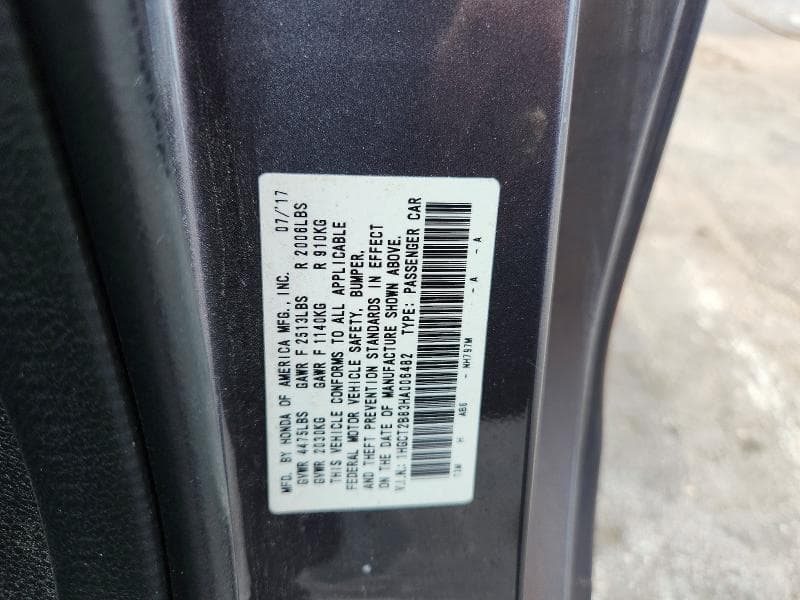 2017 HONDA ACCORD EXL 12
