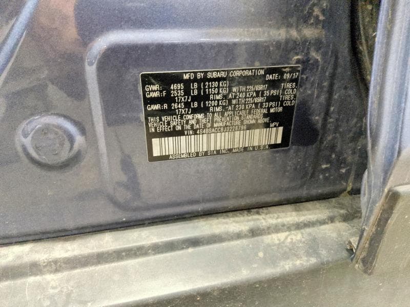 2018 SUBARU OUTBACK 2.5I PREMIUM 12