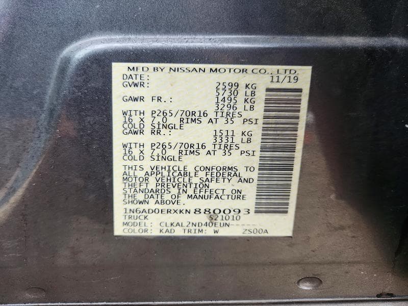 2019 NISSAN FRONTIER SV 12