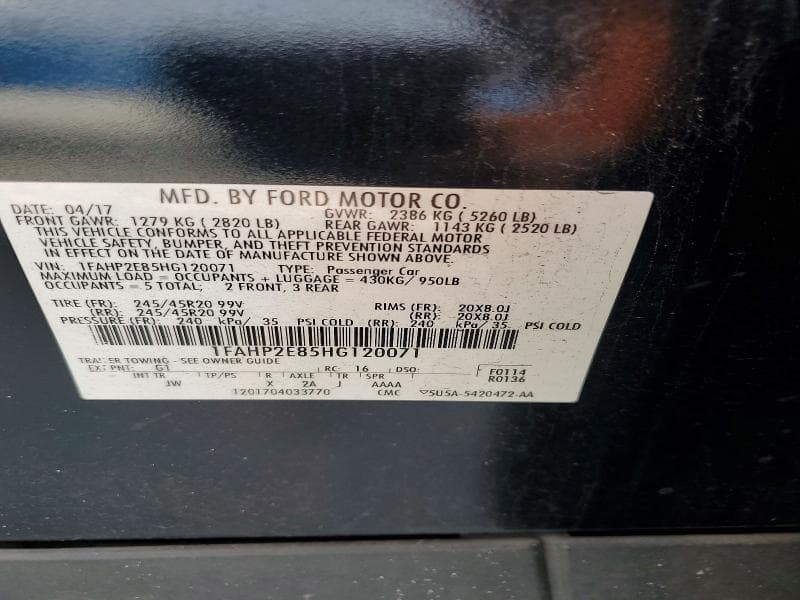 2017 FORD TAURUS SEL 12