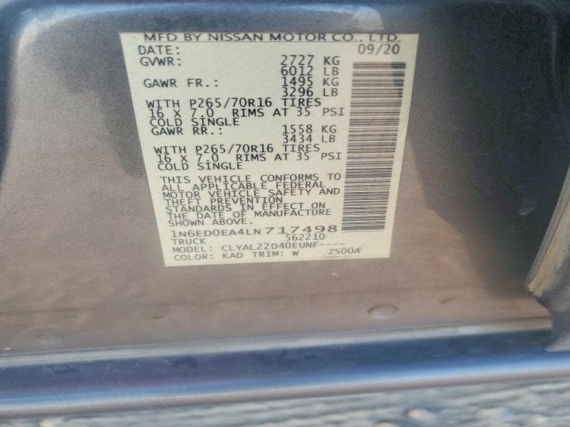 2020 NISSAN FRONTIER SV 13