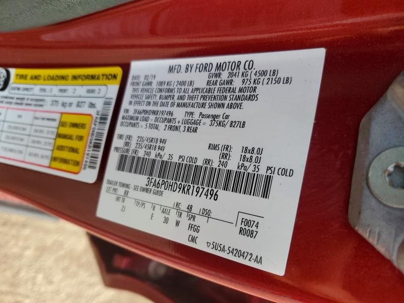 2019 FORD FUSION SE 12