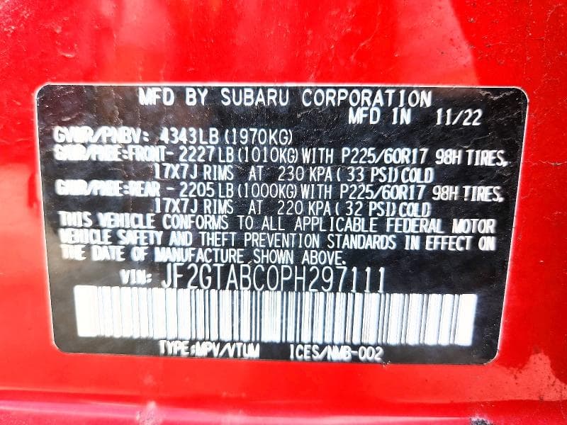 2023 SUBARU CROSSTREK 13
