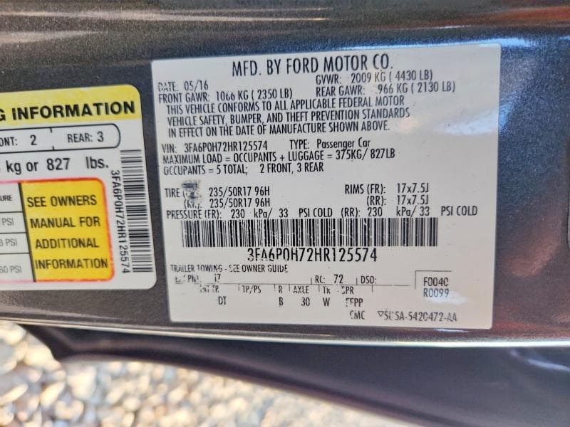 2017 FORD FUSION SE 12