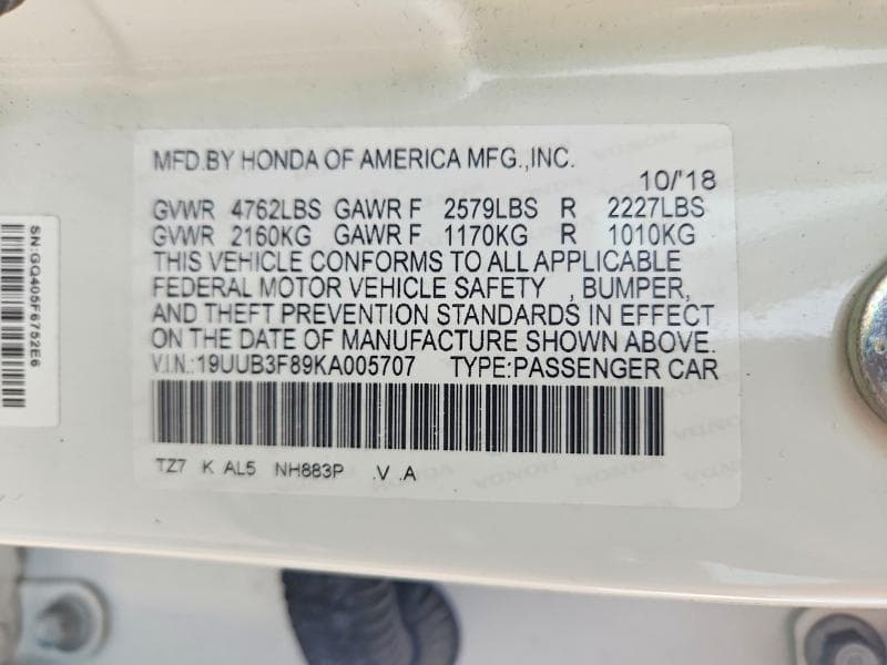 2019 ACURA TLX ADVANCE 12