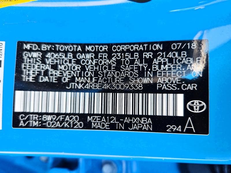 2019 TOYOTA COROLLA HATCHBACK SE 12