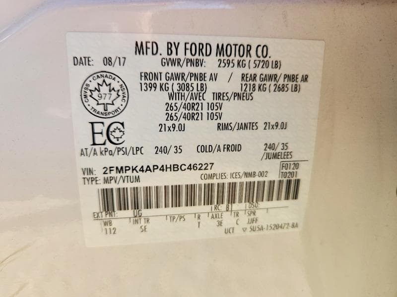 2017 FORD EDGE SPORT 12
