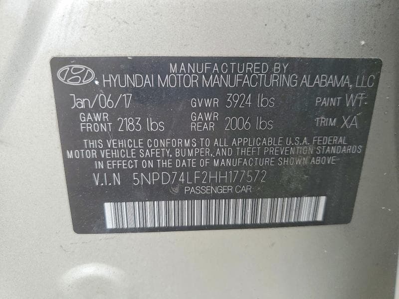 2017 HYUNDAI ELANTRA SE 12
