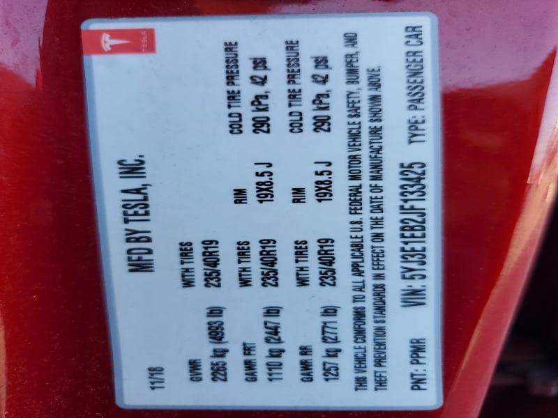 2018 TESLA MODEL 3 12