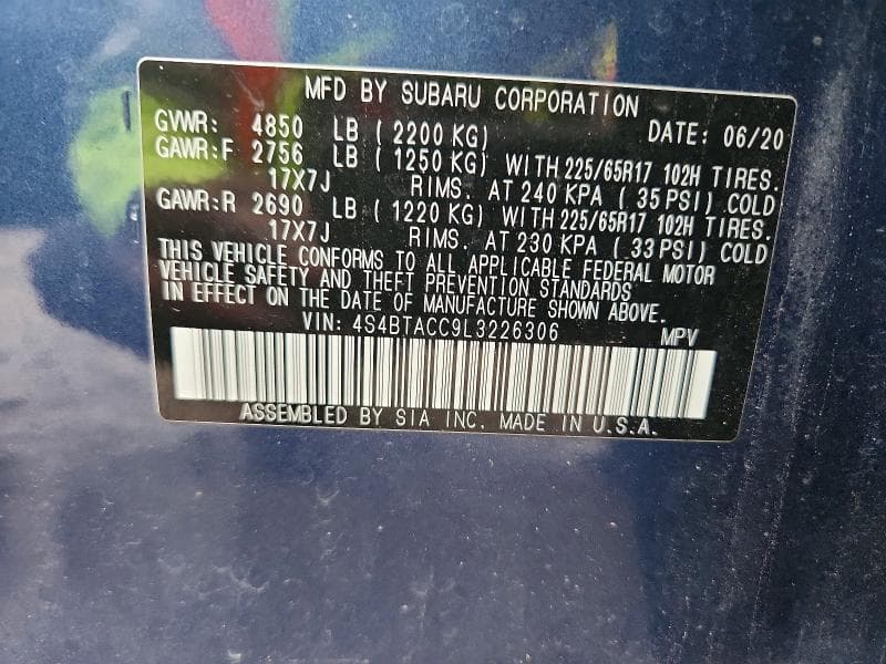 2020 SUBARU OUTBACK PREMIUM 12