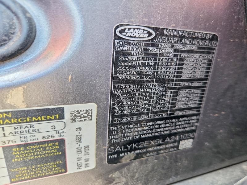 2020 LAND ROVER RANGE ROVER VELAR R-DYNAMIC S 13