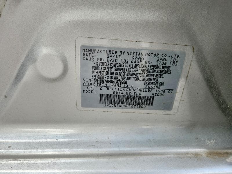 2017 NISSAN VERSA 1.6 S 13