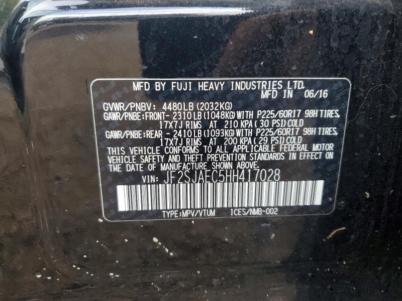 2017 SUBARU FORESTER 2.5I PREMIUM 12