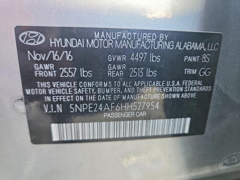 2017 HYUNDAI SONATA SE 12