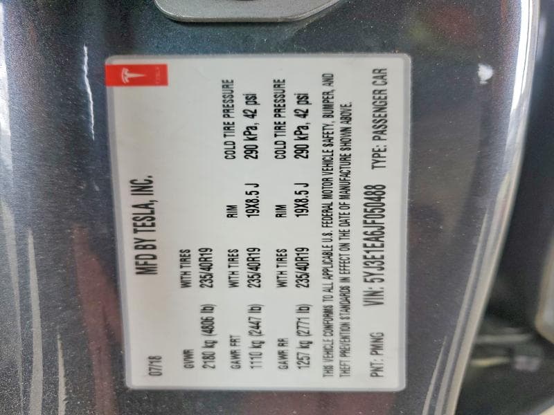 2018 TESLA MODEL 3 12