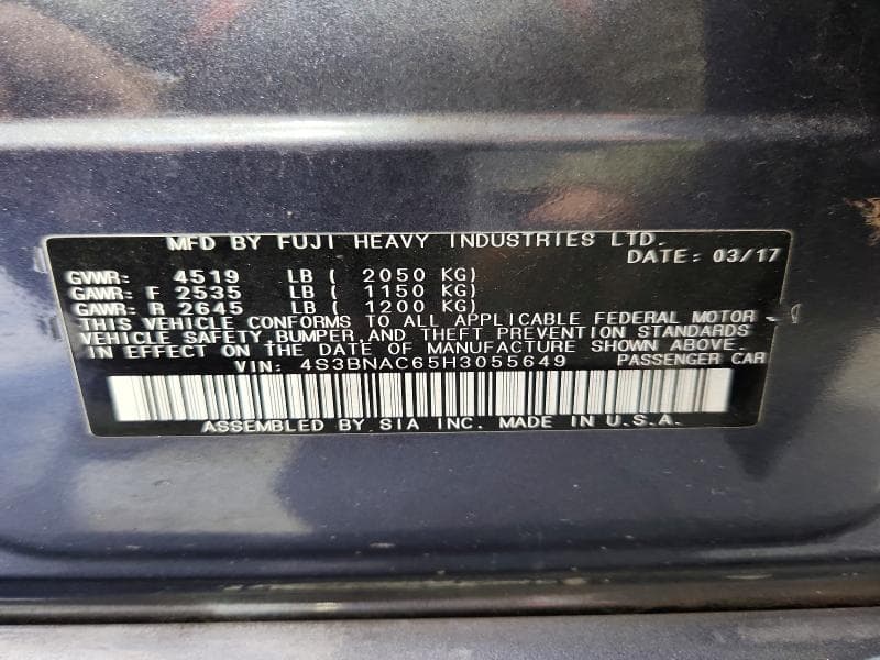 2017 SUBARU LEGACY 2.5I PREMIUM 13
