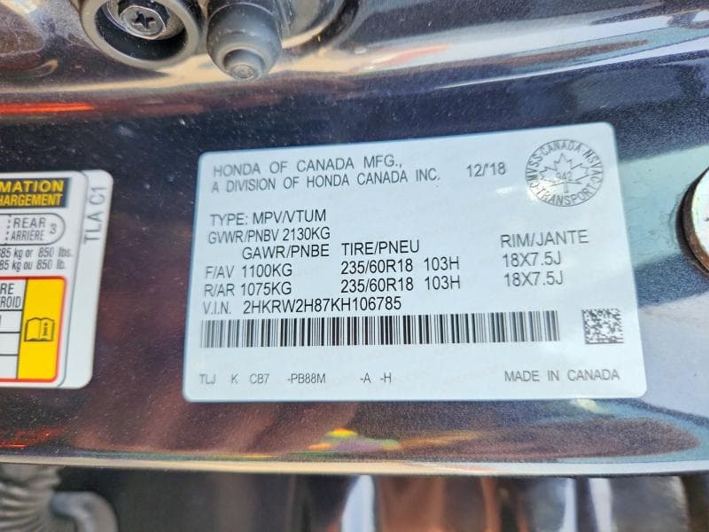 2019 HONDA CR-V EXL 13