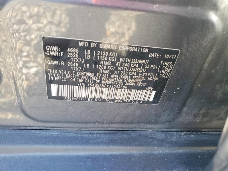 2018 SUBARU OUTBACK 2.5I PREMIUM 12