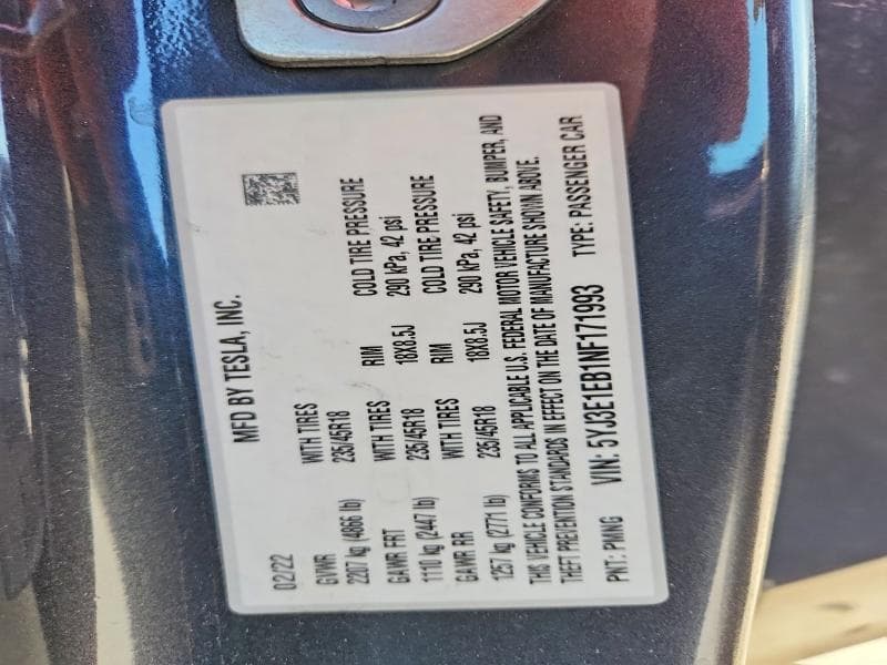 2022 TESLA MODEL 3 12